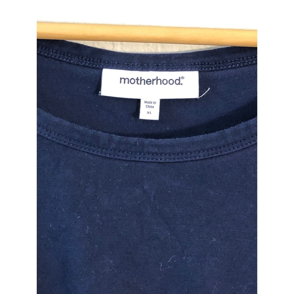 Motherhood Maternity Navy Blue Side Tie Knot Maxi Dress XL Short Sleeve Slit - Picture 5 of 6